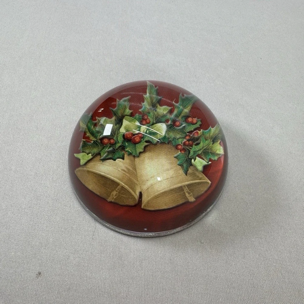 Paperweight Glass Festive themed by John Grossman Domed Christmas‎ Bells